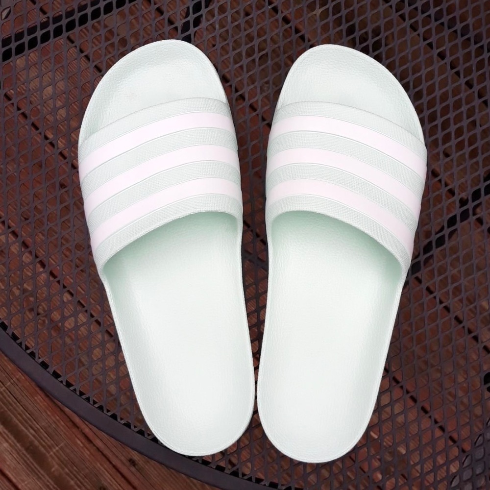 Adidas Mint Green Sporty Slides Size 9